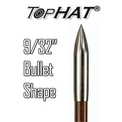 Tophat Wooden Arrow Points - Steel Bullet 17/64"