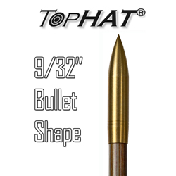 Tophat Wooden Arrow Points - Brass Bullet 17/64" - 80gn